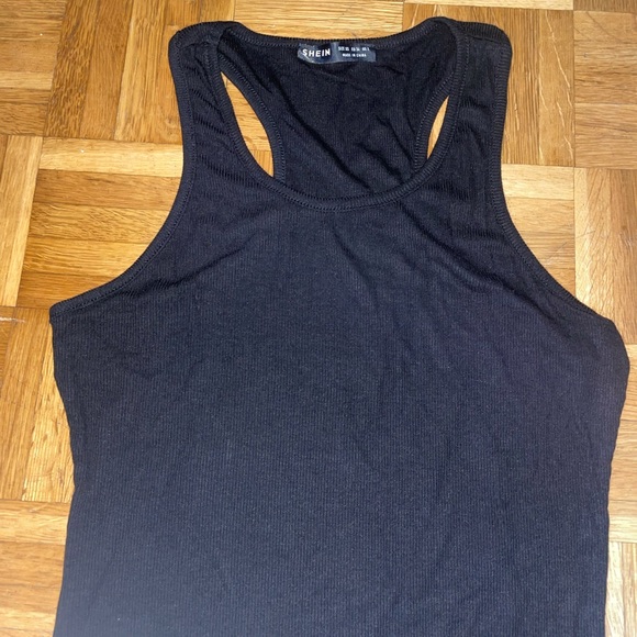 NWT Shein Black Racerback Rib Knit Midi Dress - Picture 5 of 8